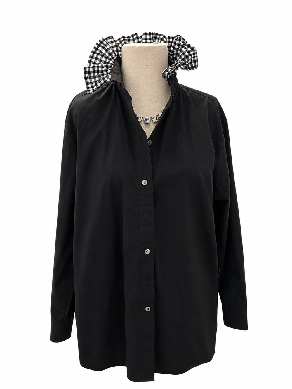 Spanx Button-Front Women's Dress with Gingham Ruffle Collar